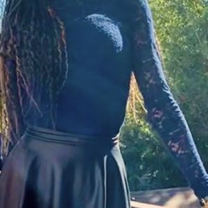 Blue lace long sleeve blouse